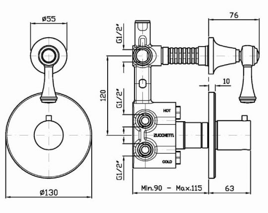 Смеситель Zucchetti Agor Classic для душа ZAL659 схема 2
