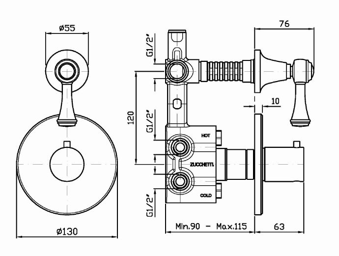 Смеситель Zucchetti Agor Classic для душа ZAM659