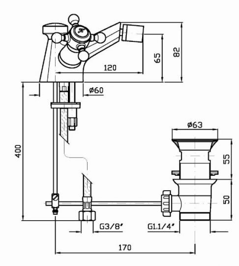 Смеситель Zucchetti Agor для биде ZAG605 схема 2 Смеситель Zucchetti Agor для биде ZAG605 схема 2