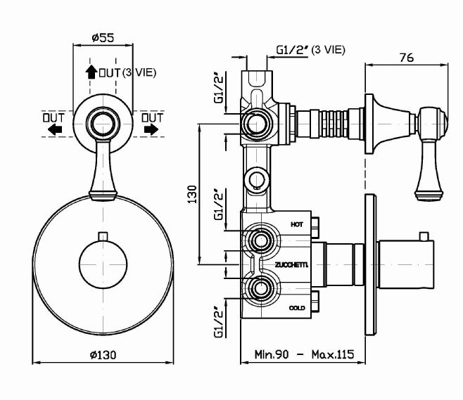 Смеситель Zucchetti Agor для душа ZAL646
