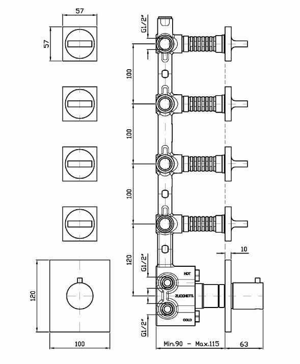 Смеситель Zucchetti Aguablu для ванны и душа ZA5662