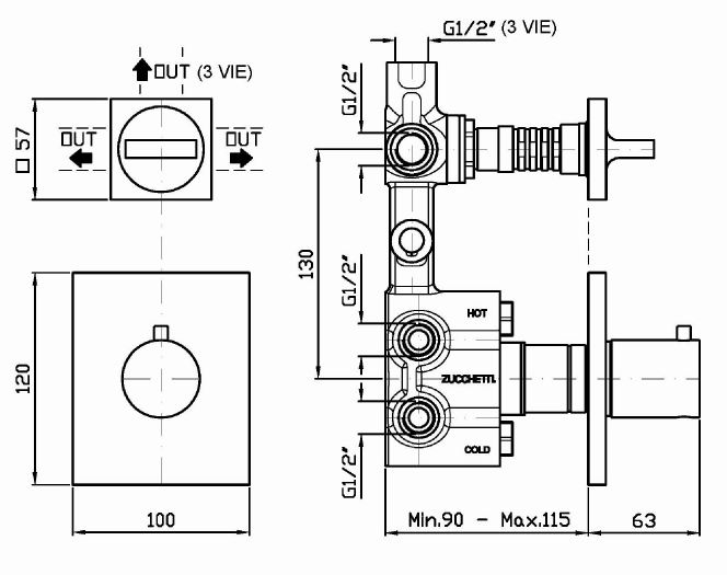 Смеситель Zucchetti Aguablu для душа ZA5646