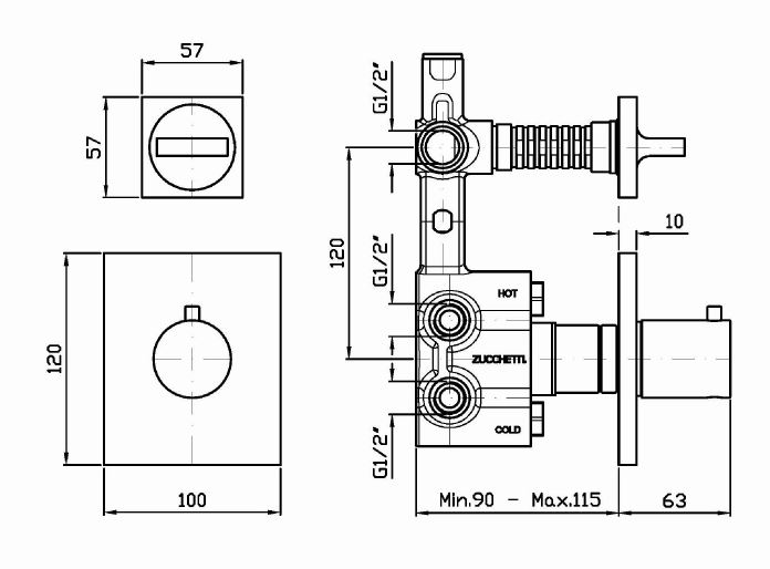 Смеситель Zucchetti Aguablu для душа ZA5659