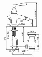 Смеситель Zucchetti Bellagio для биде ZP3343 схема 2