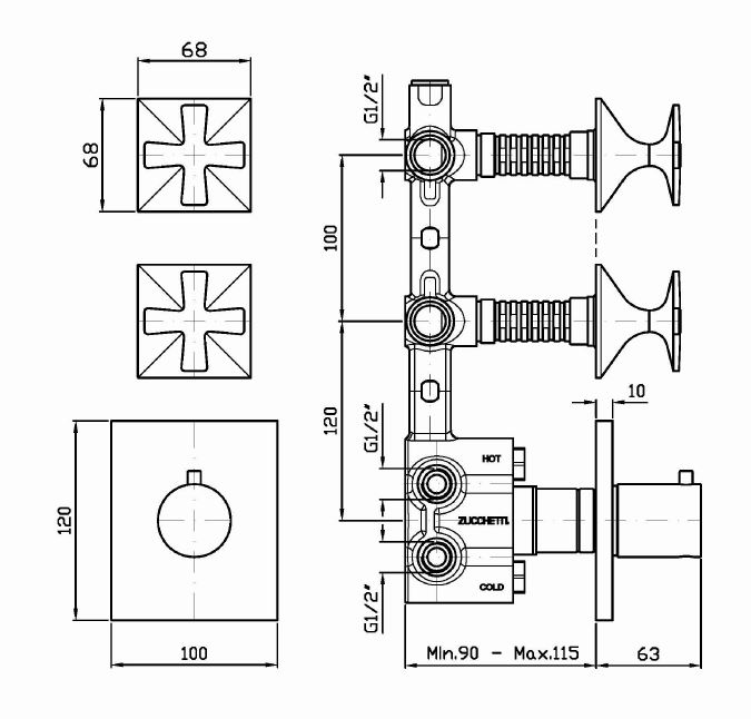 Смеситель Zucchetti Bellagio для ванны и душа ZB1660