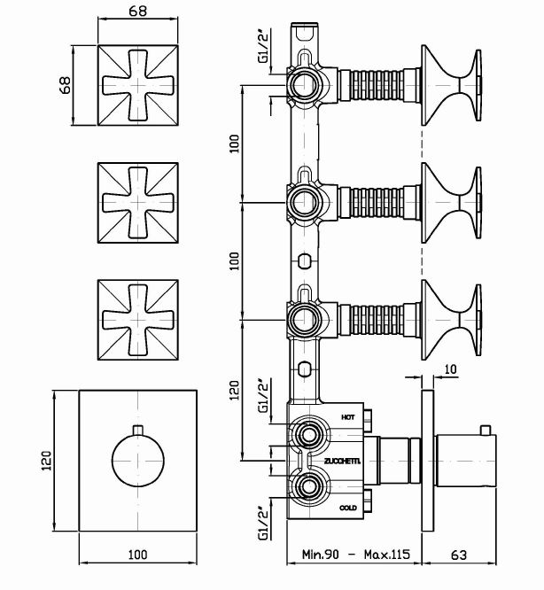 Смеситель Zucchetti Bellagio для ванны и душа ZB1661