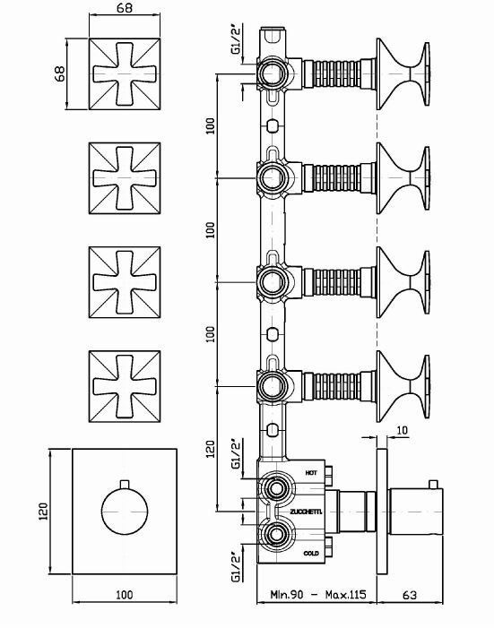 Смеситель Zucchetti Bellagio для ванны и душа ZB1662