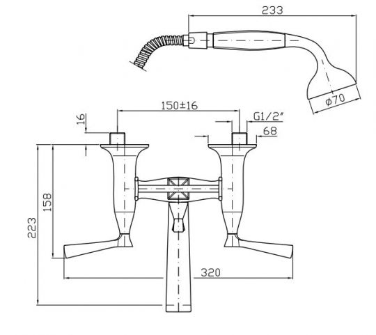 Смеситель Zucchetti Bellagio для ванны и душа ZB2228 схема 2