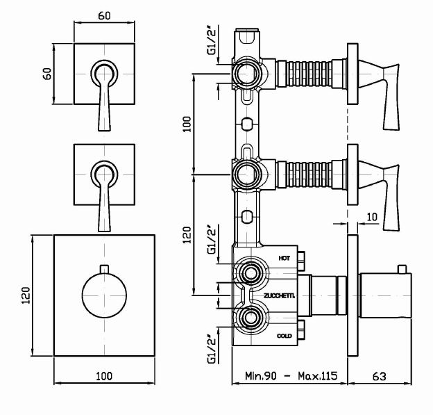 Смеситель Zucchetti Bellagio для ванны и душа ZB2660