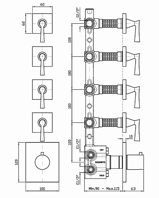 Смеситель Zucchetti Bellagio для ванны и душа ZB2662