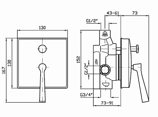 Смеситель Zucchetti Bellagio для ванны и душа ZP3612