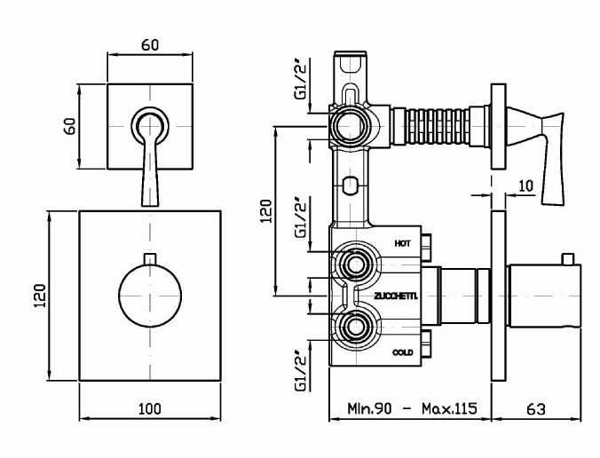 Смеситель Zucchetti Bellagio для душа ZB2659
