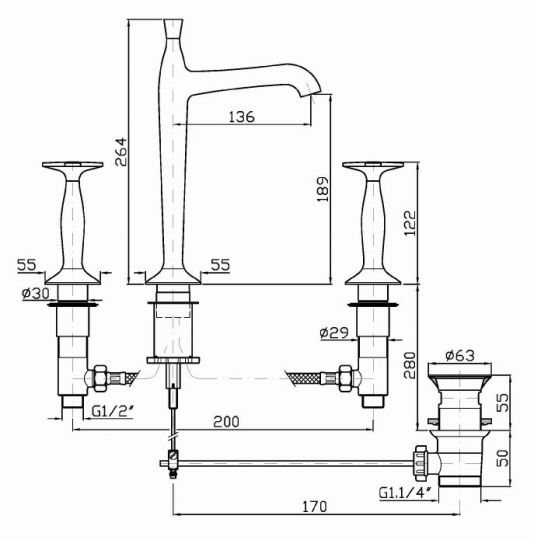 Смеситель Zucchetti Bellagio для раковины ZB1426 схема 2