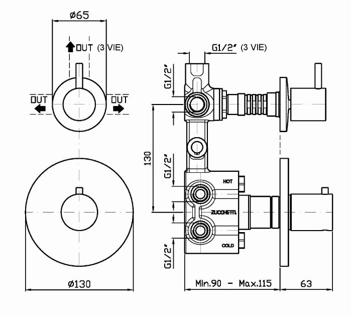 Смеситель Zucchetti Closer для душа ZP1646