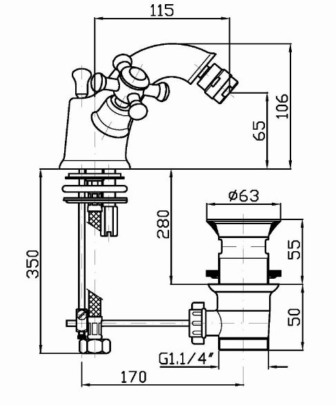 Смеситель Zucchetti Delf для биде Z46601