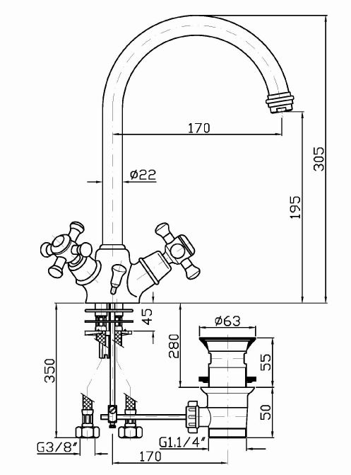 Смеситель Zucchetti Delf для раковины Z46218