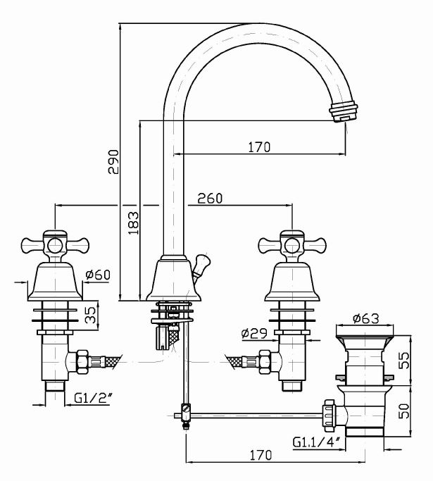 Смеситель Zucchetti Delf для раковины Z46253