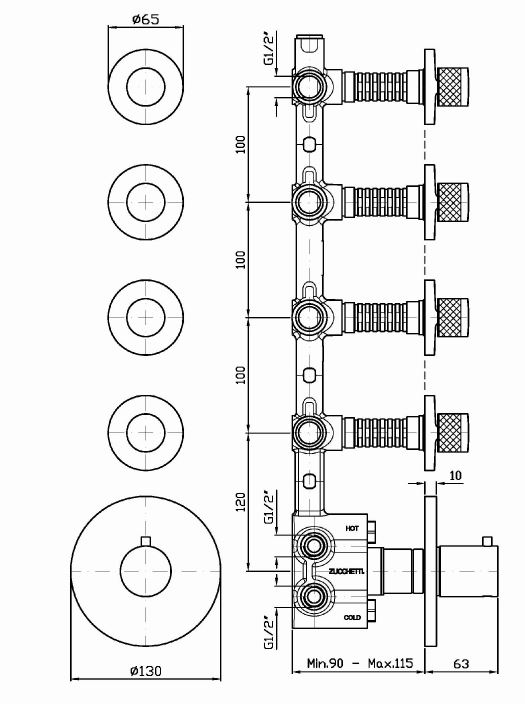 Смеситель Zucchetti Isystick для ванны и душа ZD1662