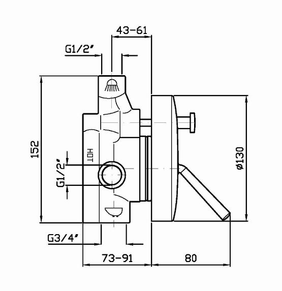 Смеситель Zucchetti Isystick для ванны и душа ZP1605