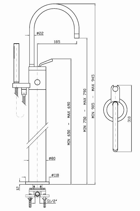 Смеситель Zucchetti Isystick для ванны и душа ZP1629
