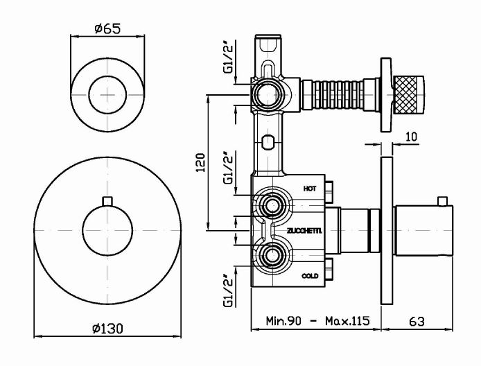 Смеситель Zucchetti Isystick для душа ZD1659