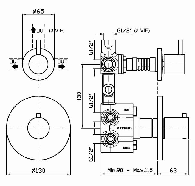 Смеситель Zucchetti Isystick для душа ZP1646