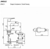 Смеситель Zucchetti Jingle для биде ZIN311 схема 2