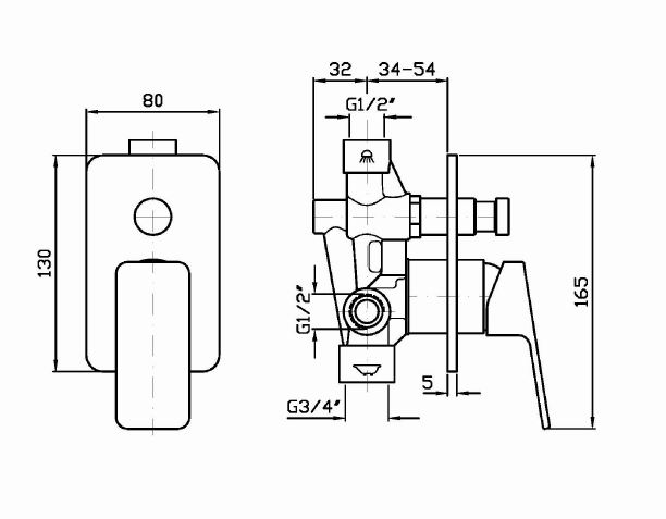 Смеситель Zucchetti Jingle для ванны и душа ZIN121