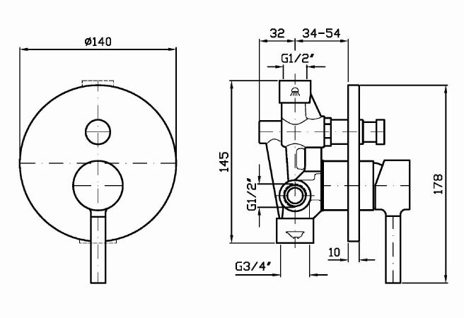 Смеситель Zucchetti Pan для ванны и душа ZP6127