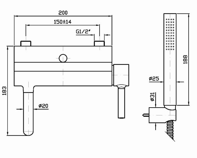 Смеситель Zucchetti Pan для ванны и душа ZP6181