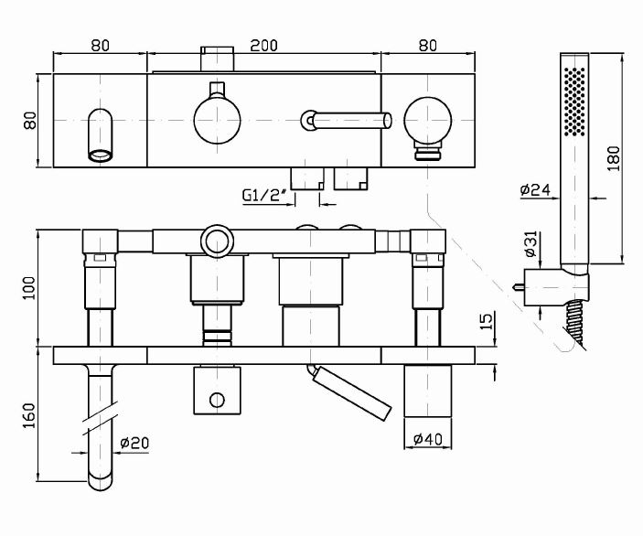Смеситель Zucchetti Pan для ванны и душа ZP8044