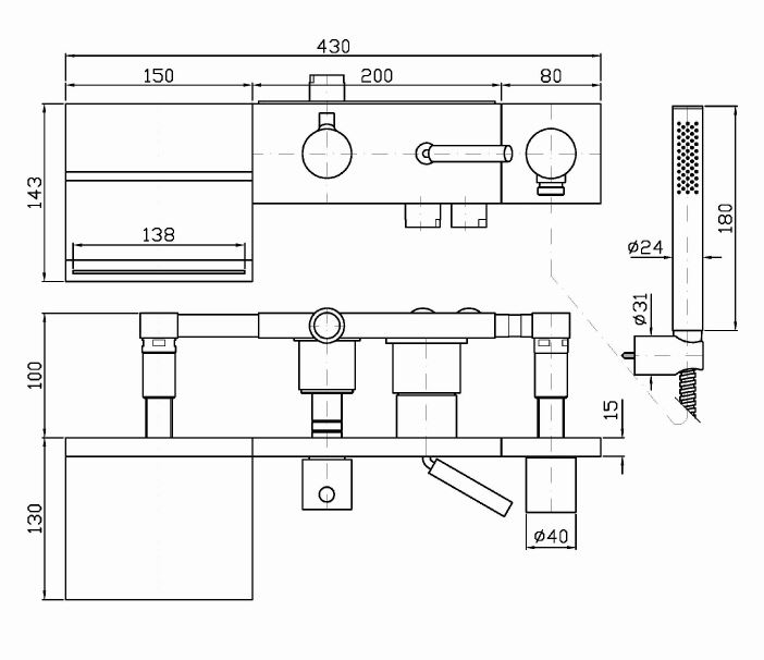 Смеситель Zucchetti Pan для ванны и душа ZP8046
