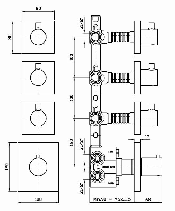 Смеситель Zucchetti Pan для душа ZP8661