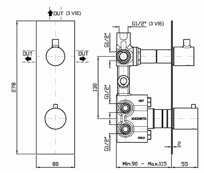 Смеситель Zucchetti Pan для душа ZT28646