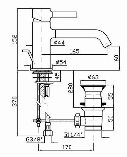 Смеситель Zucchetti Pan для раковины ZP6242 схема 2