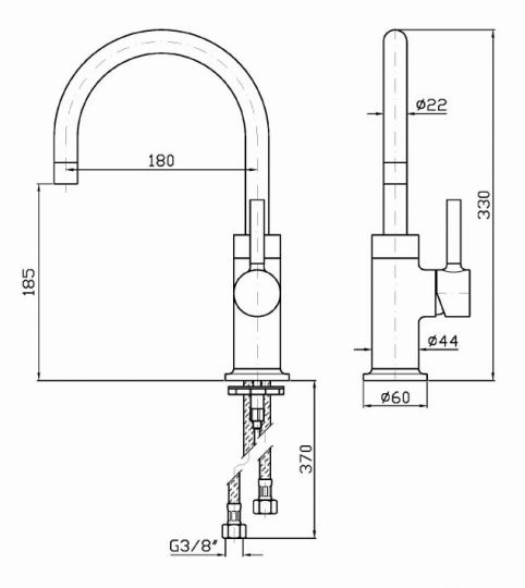 Смеситель Zucchetti Pan для раковины ZP6587 схема 2 Смеситель Zucchetti Pan для раковины ZP6587 схема 2