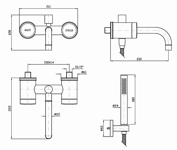 Смеситель Zucchetti Savoir для ванны и душа ZSV226