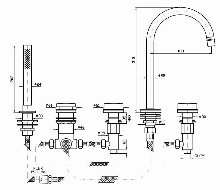 Смеситель Zucchetti Savoir для ванны и душа ZSV483