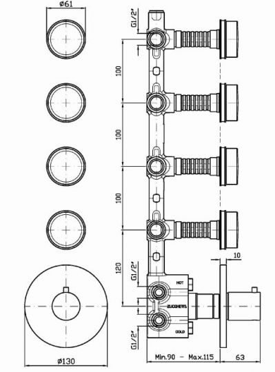 Смеситель Zucchetti Savoir для душа ZSV662-ZSA662 схема 2