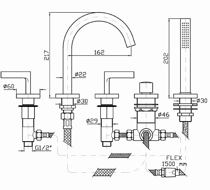 Смеситель Zucchetti Simply Beautiful для ванны и душа ZSB5474