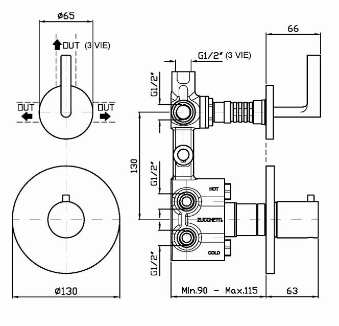 Смеситель Zucchetti Simply Beautiful для душа ZSB5646