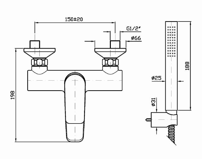 Смеситель Zucchetti Wind для ванны и душа ZWN103