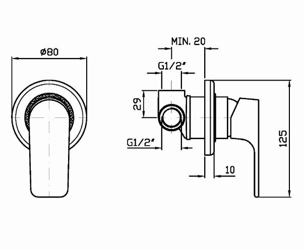 Смеситель Zucchetti Wind для душа ZWN129 цена от 5 626 ₽ Фото Смеситель Zucchetti Wind для душа ZWN129