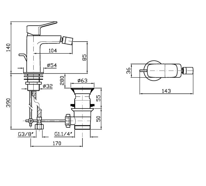 Смеситель для биде Zucchetti Brim ZBR384 ФОТО