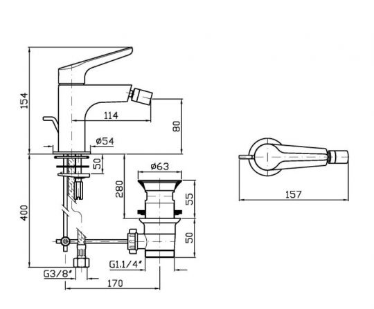 Смеситель для биде Zucchetti Medameda ZMM387 схема 2 Смеситель для биде Zucchetti Medameda ZMM387 схема 2