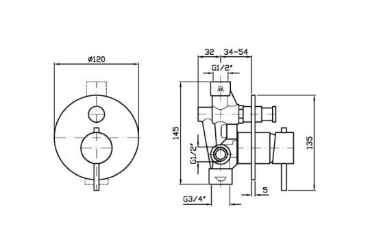 Смеситель для ванны и душа Zucchetti Helm ZHE127.X схема 2