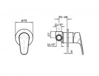 Смеситель для душа Zucchetti Rivo ZRV122 схема 2 Смеситель для душа Zucchetti Rivo ZRV122 схема 2
