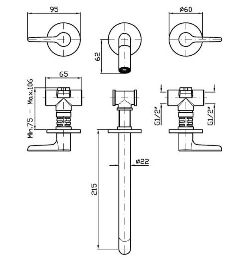 Смеситель для раковины Zucchetti Medameda ZMM5765/ZMM5766 схема 4