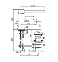 Смеситель для раковины Zucchetti Rubinetteria Sanitaria ZP6211.H/ZP6242.H схема 2 Смеситель для раковины Zucchetti Rubinetteria Sanitaria ZP6211.H/ZP6242.H схема 2