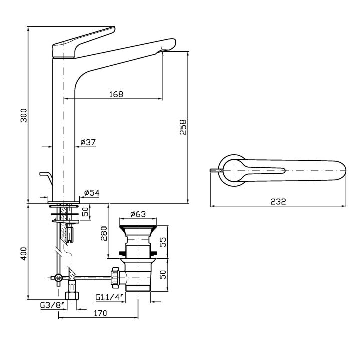 Смеситель с высоким изливом для раковины Zucchetti Medameda ZMM712/ZMM715 ФОТО